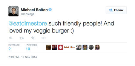 Michael Bolton tweet RE: Dime Store