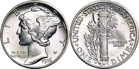 Mercury Dime Heads and Tails