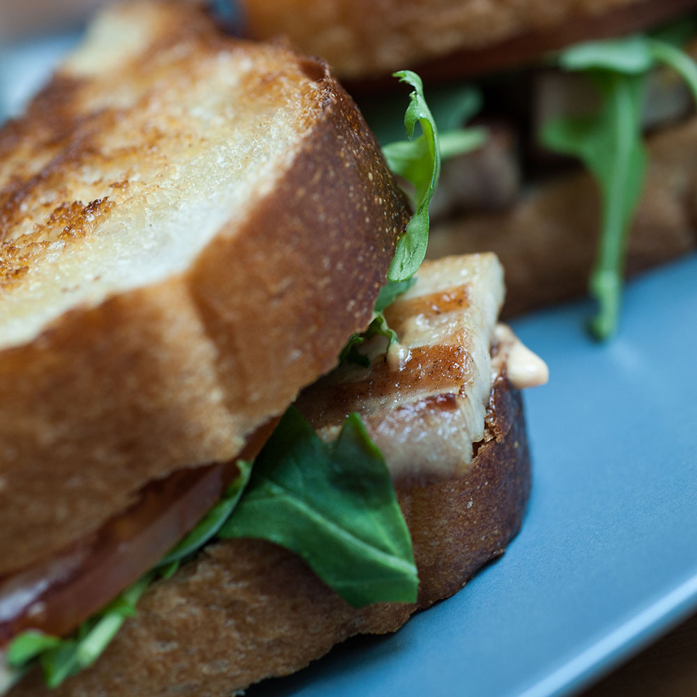 Dime Store's PBLT (Pork Belly Lettuce Tomato) Sandwich